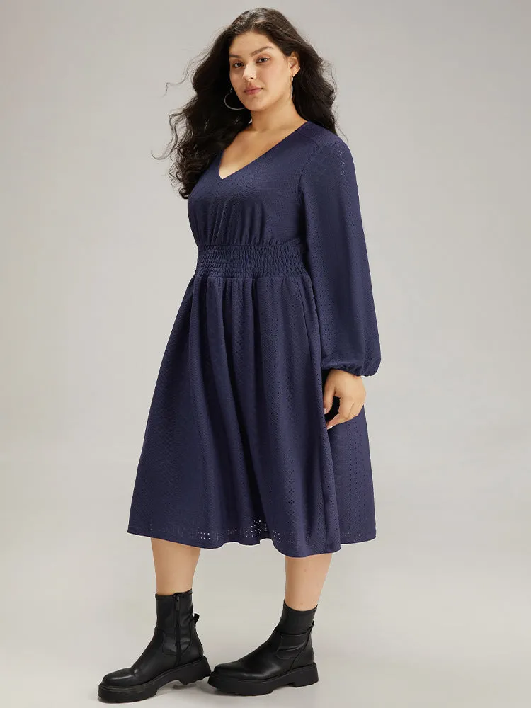 Plain Textured Shirred Ruffle Hem Dress sold by Bloomchic product image thumbnail 4