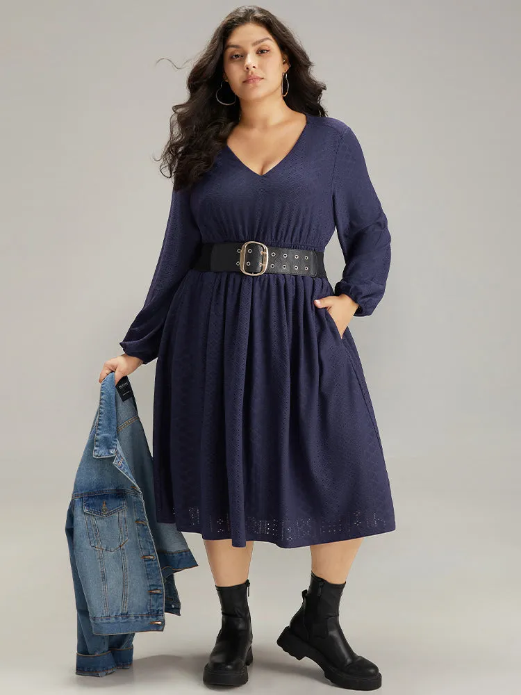 Plain Textured Shirred Ruffle Hem Dress sold by Bloomchic