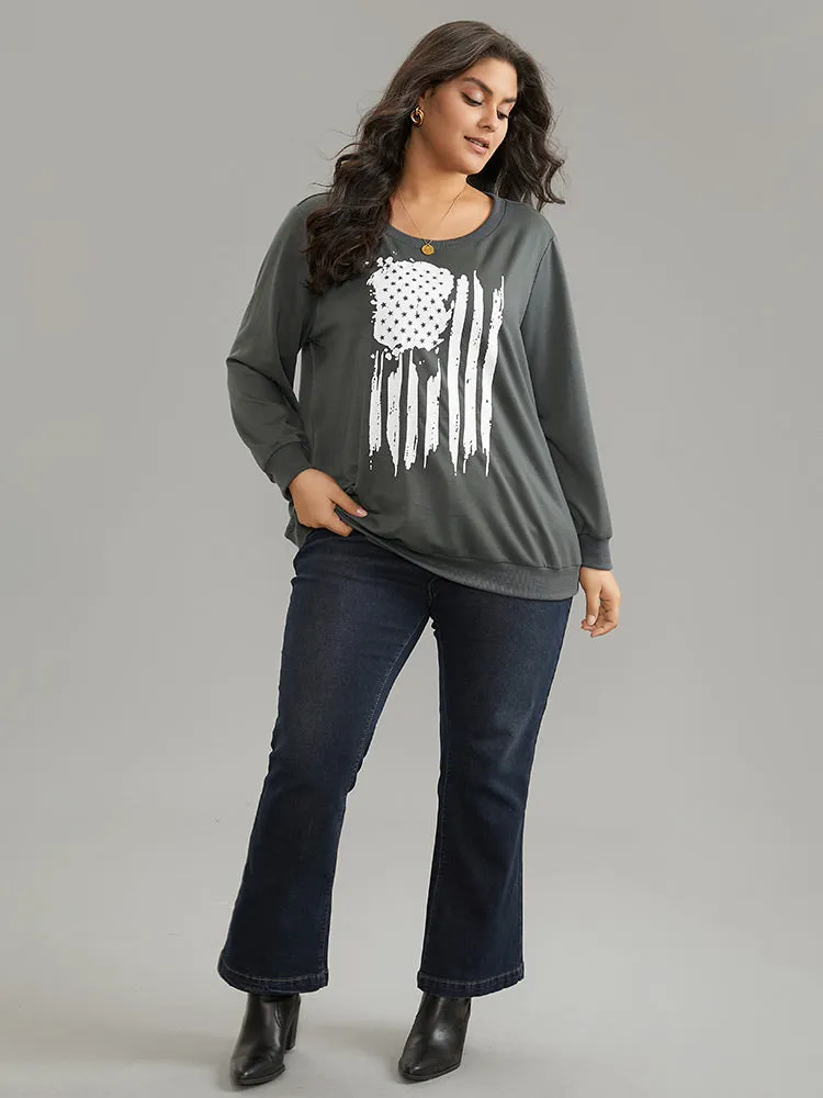 Brush Print Star Round Neck Sweatshirt sold by Bloomchic product image thumbnail 3
