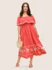 Striped Boho Print Off Shoulder Ruffle Trim Dress sold by Bloomchic