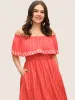 Striped Boho Print Off Shoulder Ruffle Trim Dress sold by Bloomchic