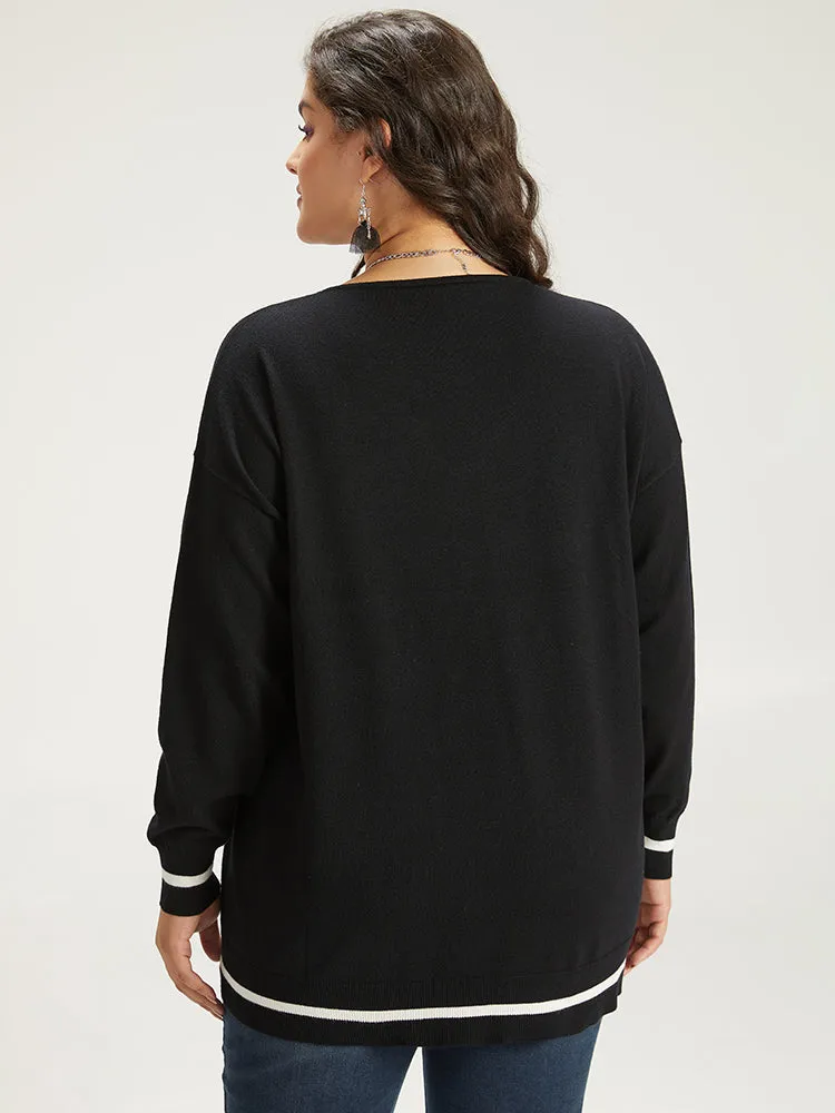 Halloween Supersoft Essentials Spider Web Print Contrast Trim Pullover sold by Bloomchic product image thumbnail 2