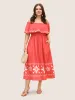 Striped Boho Print Off Shoulder Ruffle Trim Dress sold by Bloomchic