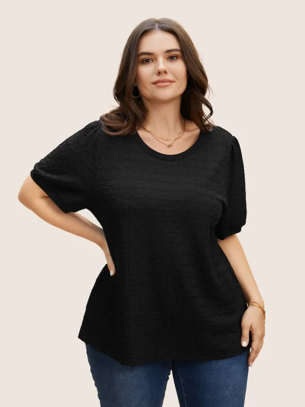 Solid Textured Round Neck T-shirt sold by Bloomchic