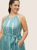 Tie Dye Halter Neck Belted Gathered Dress sold by Bloomchic