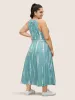 Tie Dye Halter Neck Belted Gathered Dress sold by Bloomchic