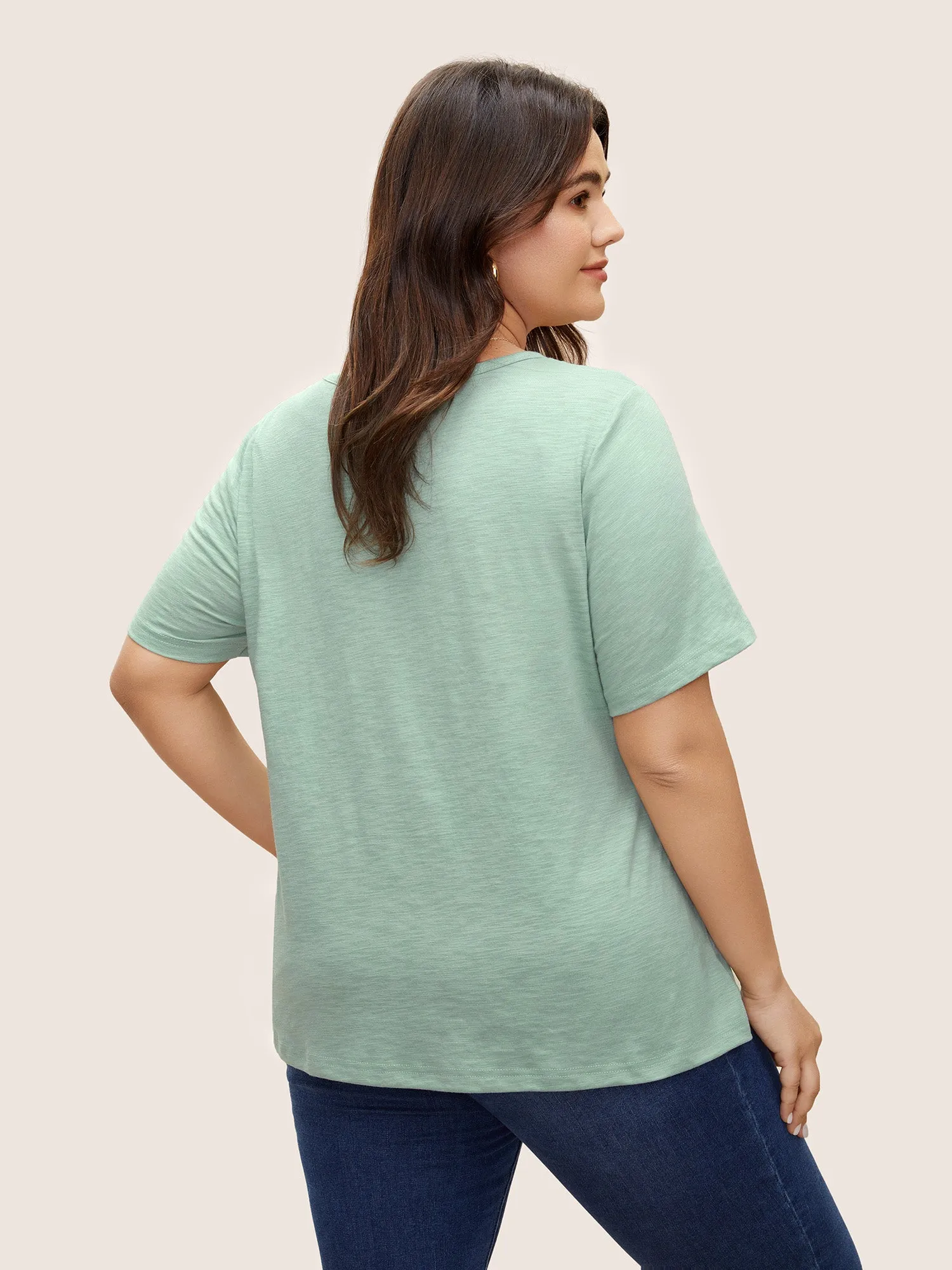 Solid Plisse Notched T-shirt sold by Bloomchic product image thumbnail 2
