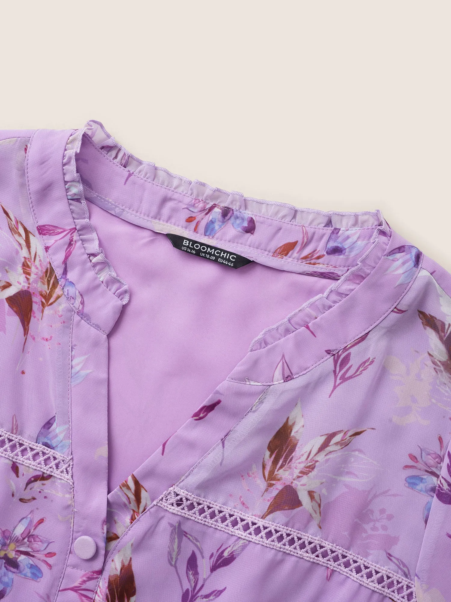 Plants Guipure Lace Button Detail Mesh Blouse sold by Bloomchic product image thumbnail 5