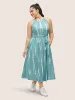 Tie Dye Halter Neck Belted Gathered Dress sold by Bloomchic