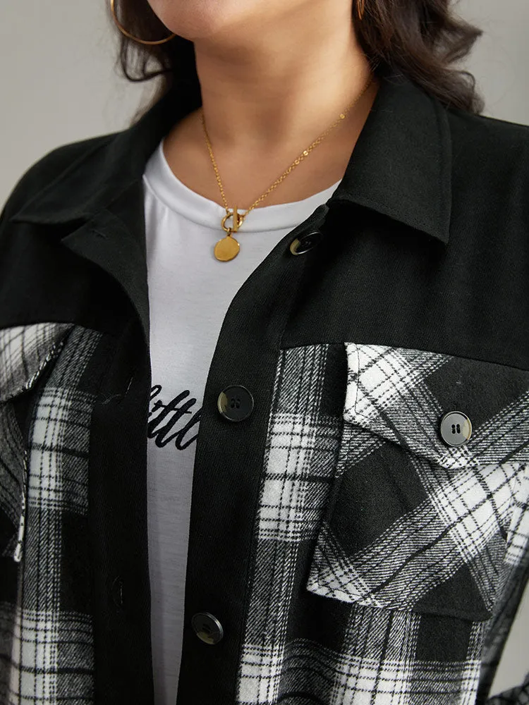 Plaid Patchwork Patched Pocket Button Through Shacket sold by Bloomchic product image thumbnail 5