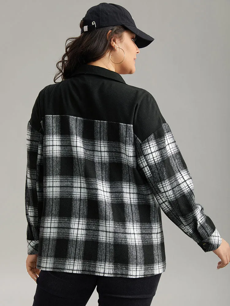 Plaid Patchwork Patched Pocket Button Through Shacket sold by Bloomchic product image thumbnail 2