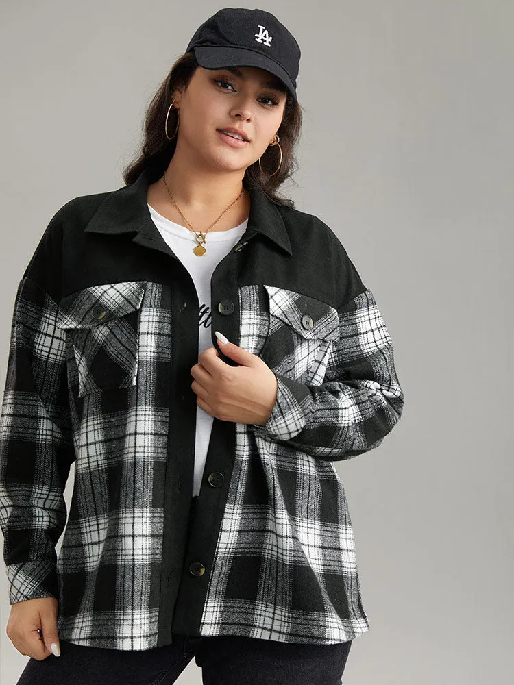 Plaid Patchwork Patched Pocket Button Through Shacket sold by Bloomchic product image thumbnail 3