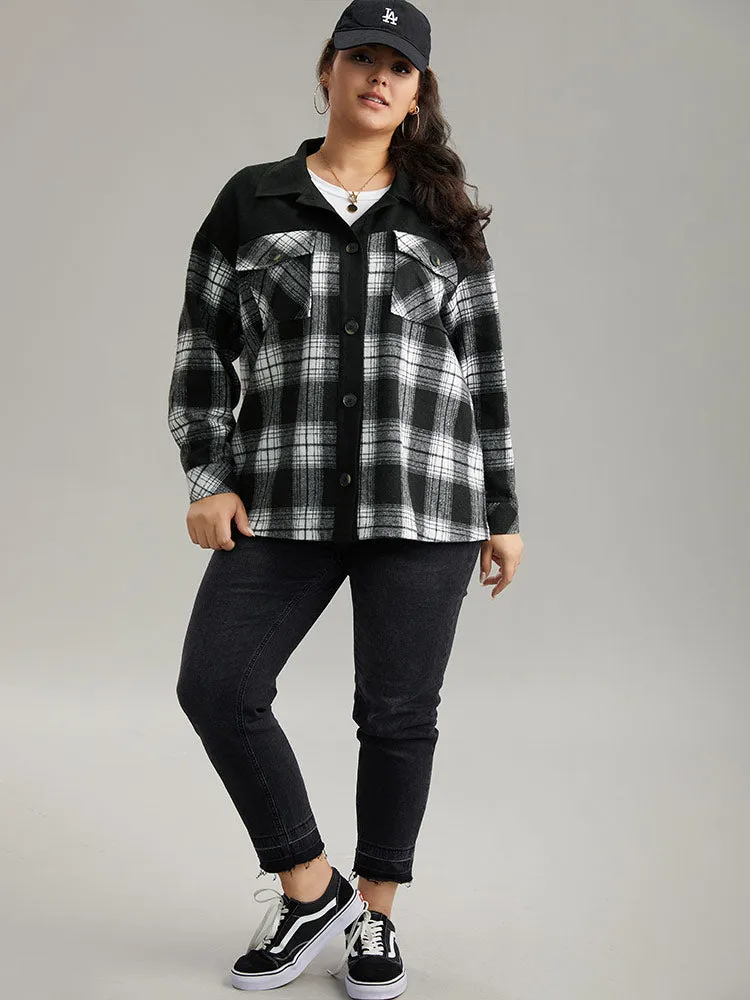 Plaid Patchwork Patched Pocket Button Through Shacket sold by Bloomchic product image thumbnail 4