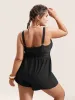 Plain Bowknot Pocket Gathered One Piece Swimsuit sold by Bloomchic
