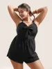 Plain Bowknot Pocket Gathered One Piece Swimsuit sold by Bloomchic