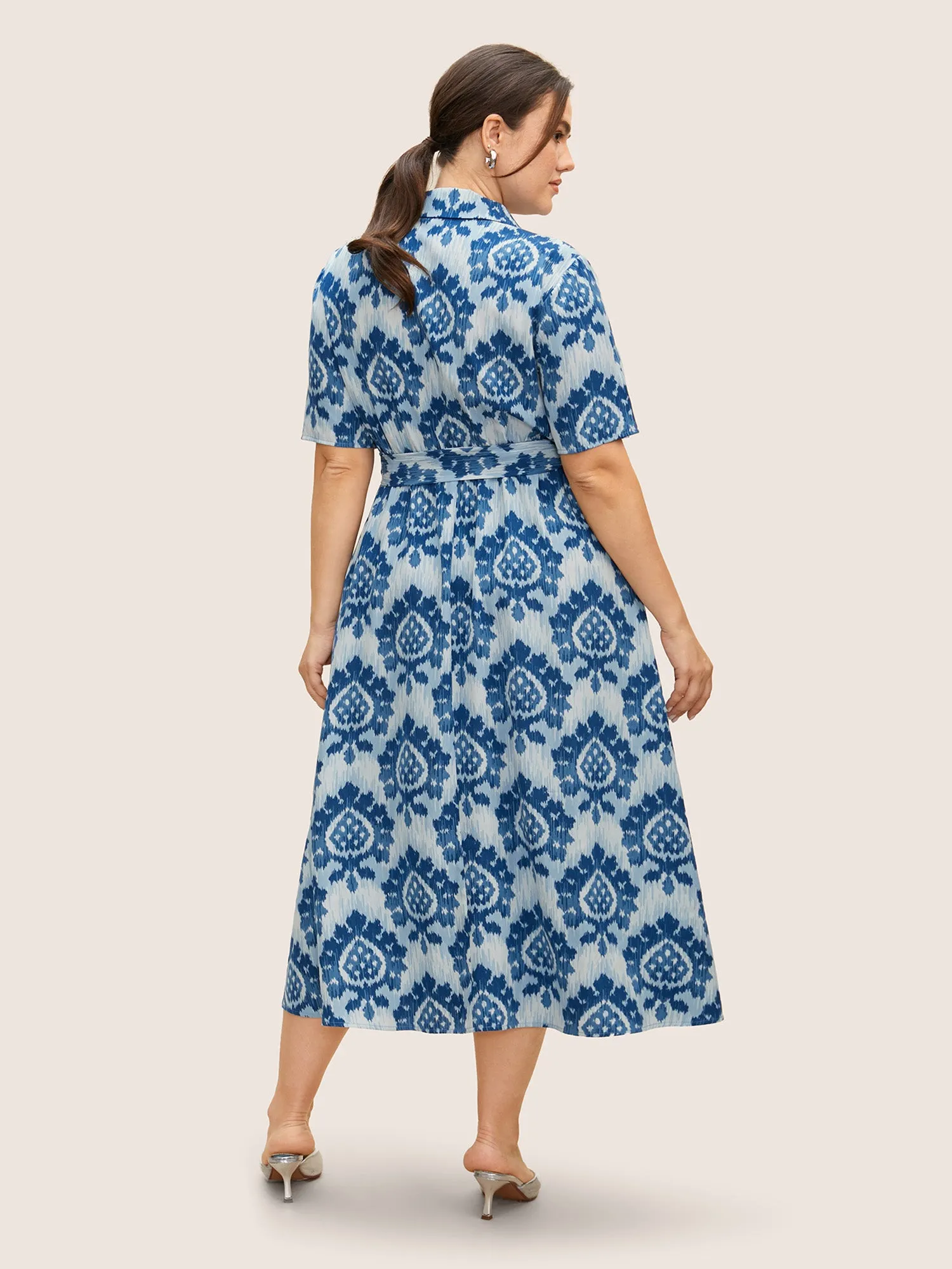 Bandana Print Shirt Collar Belted Midi Dress sold by Bloomchic product image thumbnail 2