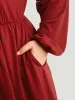 Plain Pocket Lace Panel Lantern Sleeve Dress sold by Bloomchic
