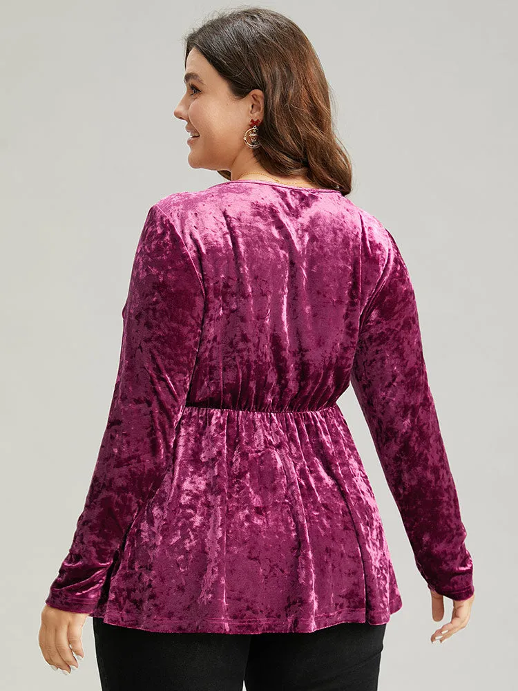 Velvet Plain Elastic Waist T-shirt sold by Bloomchic product image thumbnail 2