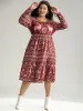 Christmas Elk Gathered Ruffle Layered Hem Dress sold by Bloomchic