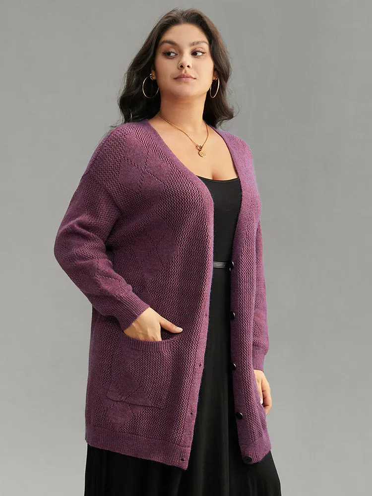 Geometric Heather Pocket Button Up Cardigan sold by Bloomchic product image thumbnail 4