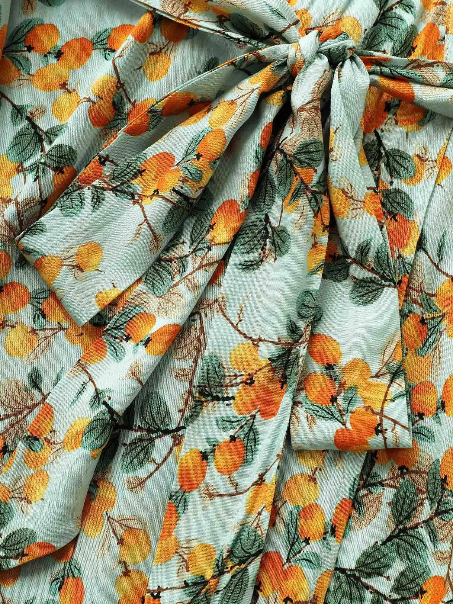 Citrus Fruit Print Belted Flutter Sleeve Wrap Dress sold by Bloomchic product image thumbnail 5