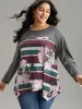 Floral Striped Patchwork Hanky Hem T-shirt sold by Bloomchic