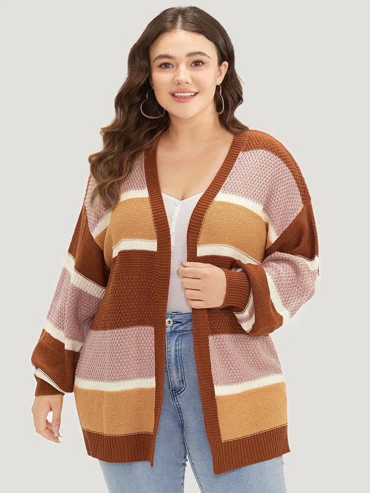 Striped Contrast Elastic Cuffs Cardigan sold by Bloomchic