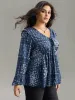 Bandana Print Bowknot Frill Trim Blouse sold by Bloomchic
