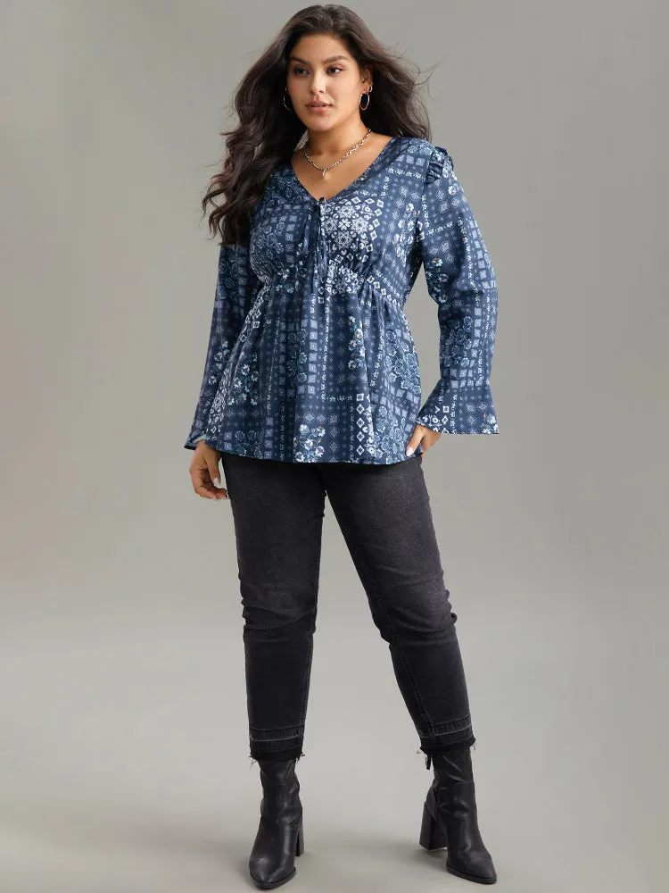 Bandana Print Bowknot Frill Trim Blouse sold by Bloomchic product image thumbnail 4