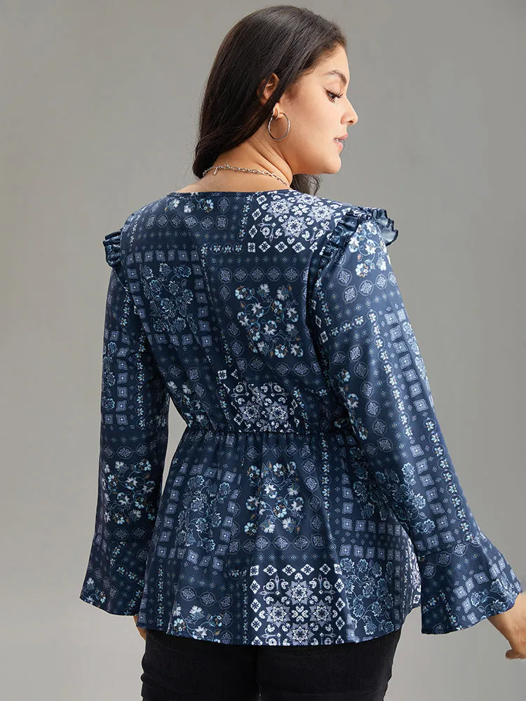 Bandana Print Bowknot Frill Trim Blouse sold by Bloomchic product image thumbnail 2