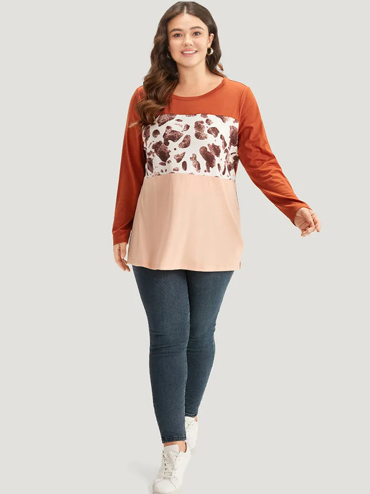Halloween Cow Pattern Contrast Patchwork T-shirt sold by Bloomchic product image thumbnail 4