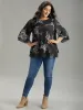 Floral Chiffon Ruffle Sleeve Mesh Patchwork Blouse sold by Bloomchic