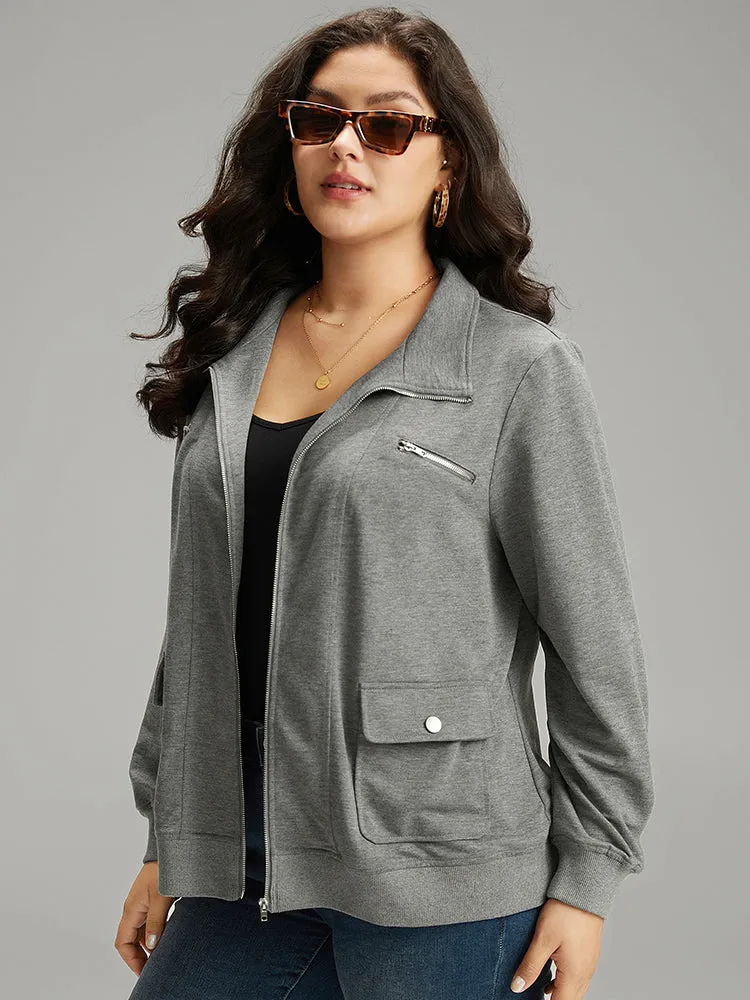 Solid Zipper Pocket Jacket sold by Bloomchic product image thumbnail 3
