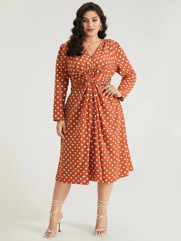 Polka Dot Pocket V Neck Twist Front Ties Dress sold by Bloomchic product image thumbnail 3