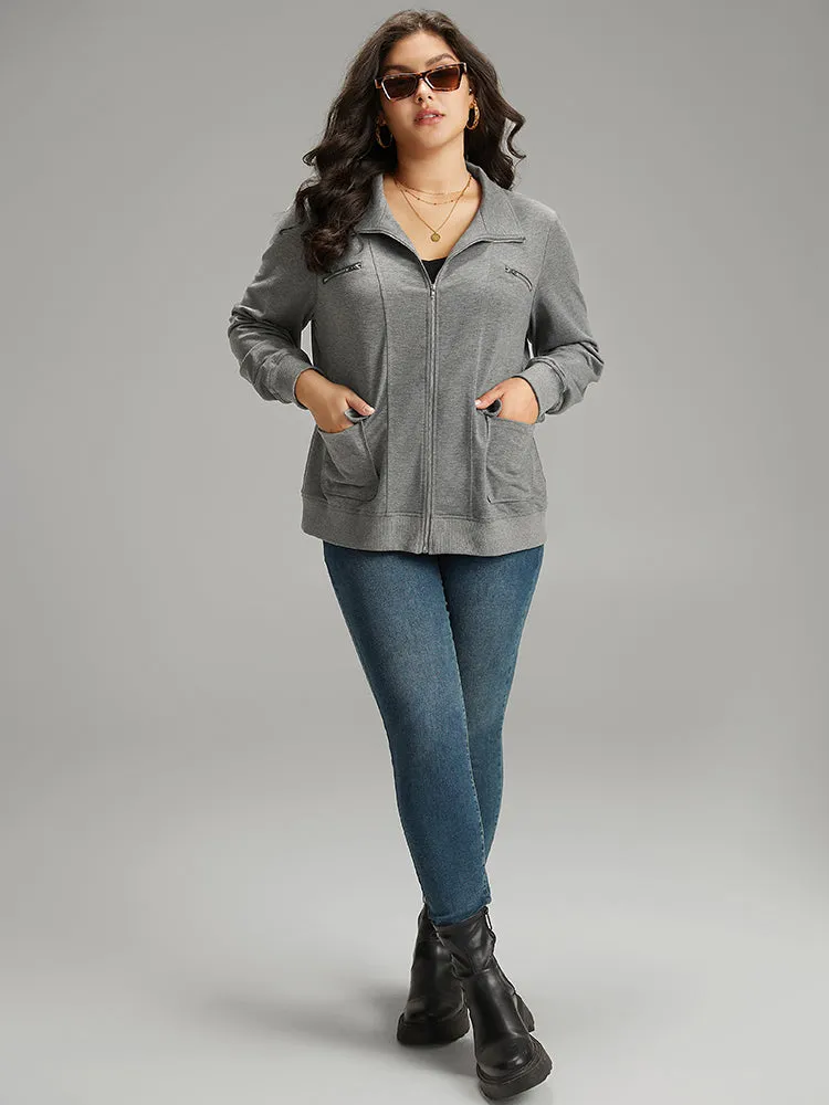 Solid Zipper Pocket Jacket sold by Bloomchic product image thumbnail 4