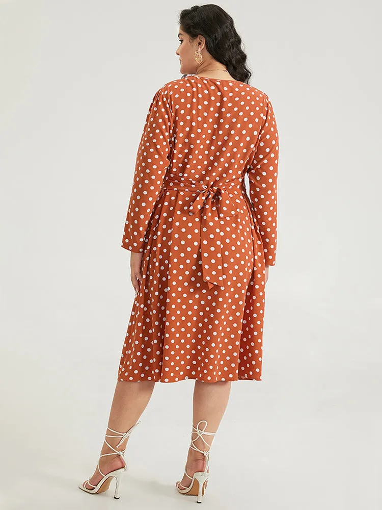 Polka Dot Pocket V Neck Twist Front Ties Dress sold by Bloomchic product image thumbnail 4