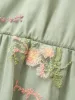 Overlap Collar Mesh Floral Embroidered Dress sold by Bloomchic