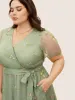 Overlap Collar Mesh Floral Embroidered Dress sold by Bloomchic