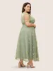 Overlap Collar Mesh Floral Embroidered Dress sold by Bloomchic
