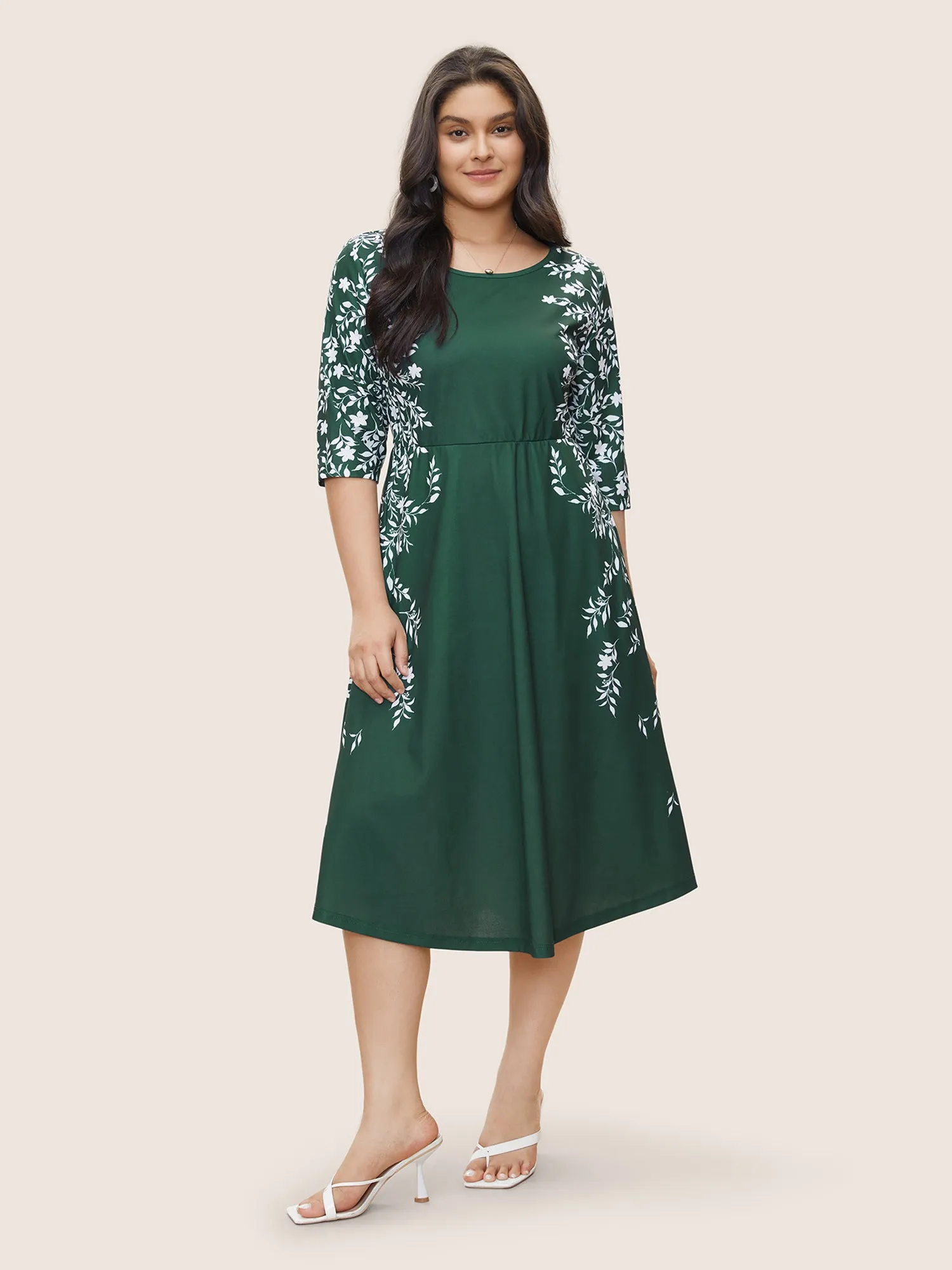 Silhouette Floral Print Pocket Elastic Waist Dress sold by Bloomchic