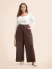 Plain Textured Elastic Waist Wide Leg Pants sold by Bloomchic
