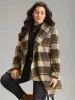 Plaid Belted Lapel Collar Hanky Hem Coat sold by Bloomchic