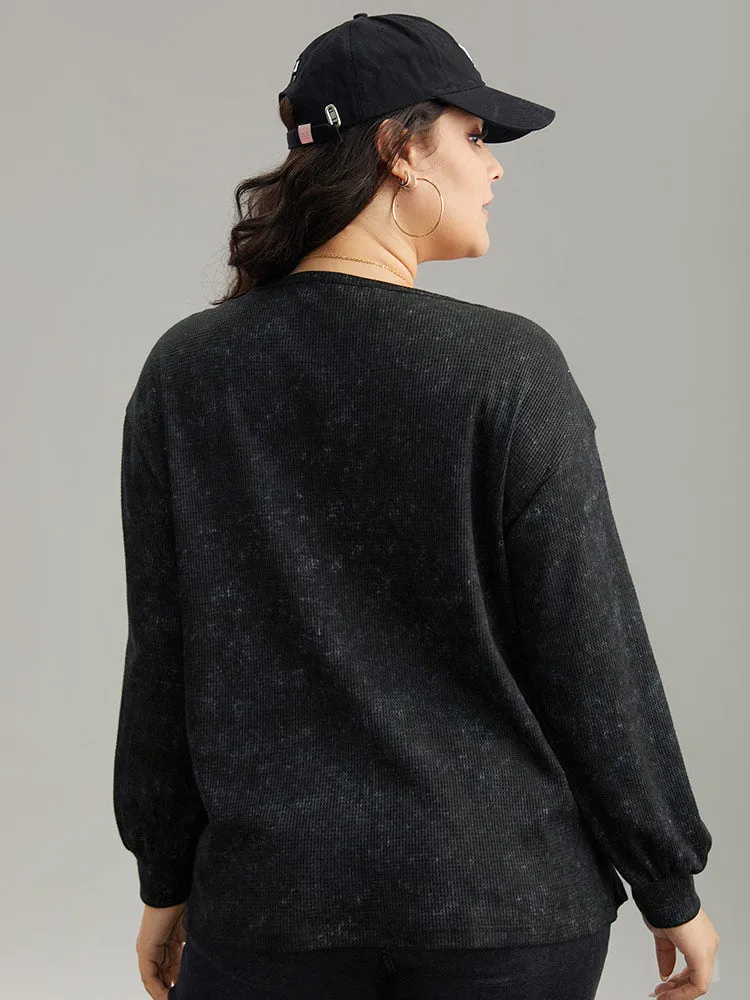 Waffle Knit Heather V Neck T-shirt sold by Bloomchic product image thumbnail 5