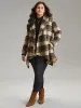 Plaid Belted Lapel Collar Hanky Hem Coat sold by Bloomchic