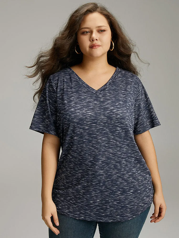 Heather Split Side Basic T-shirt sold by Bloomchic product image thumbnail 3
