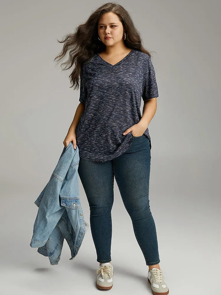 Heather Split Side Basic T-shirt sold by Bloomchic product image thumbnail 4