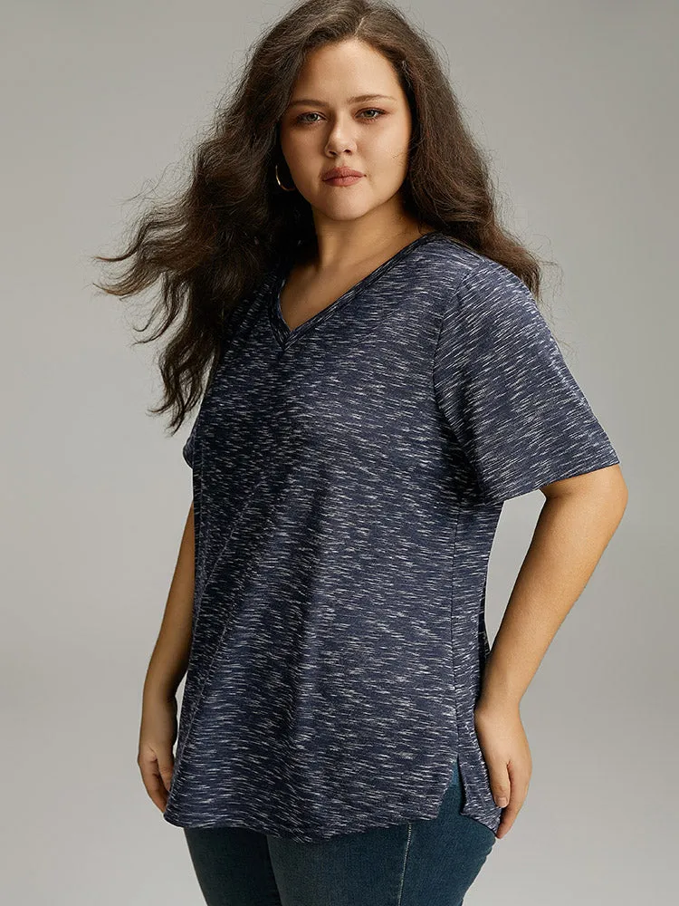 Heather Split Side Basic T-shirt sold by Bloomchic product image thumbnail 2