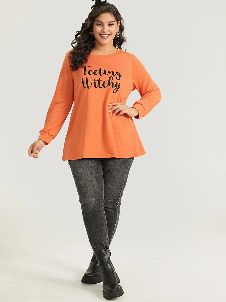 Halloween Letter Print Round Neck Sweatshirt sold by Bloomchic product image thumbnail 5