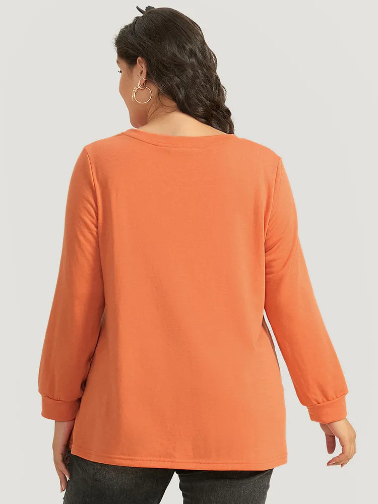 Halloween Letter Print Round Neck Sweatshirt sold by Bloomchic product image thumbnail 2