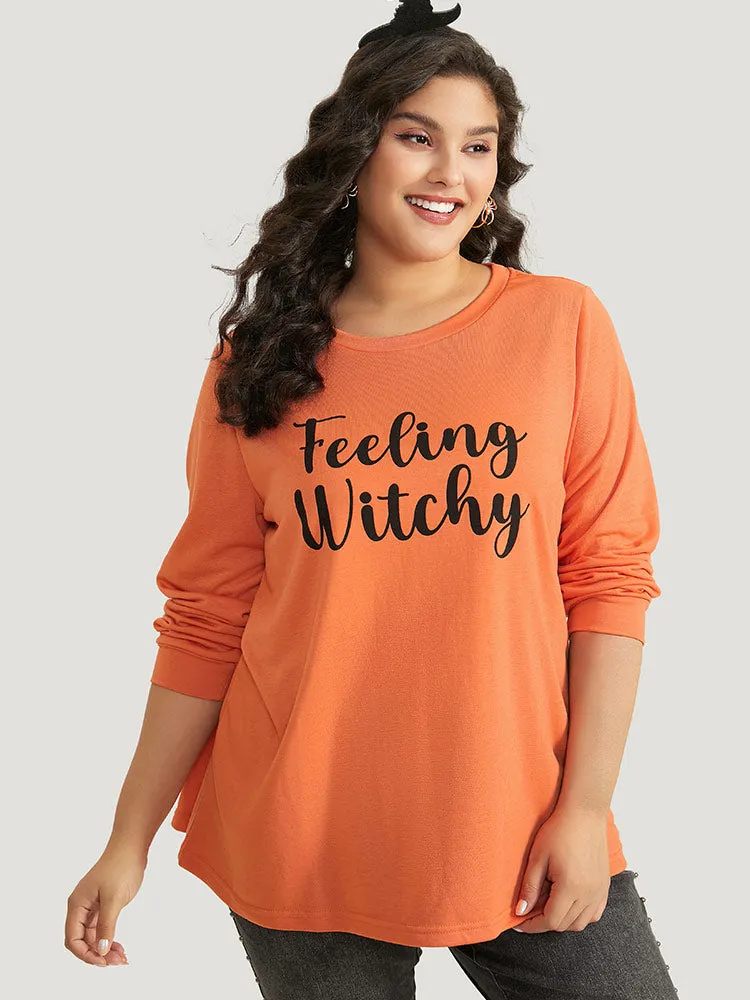 Halloween Letter Print Round Neck Sweatshirt sold by Bloomchic product image thumbnail 4